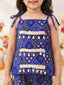 Kid One Bandhani Print Cotton Co-ord Set For Girls With Bandhej Print Cotton Kurta With Pyjama Set For Boys Blue