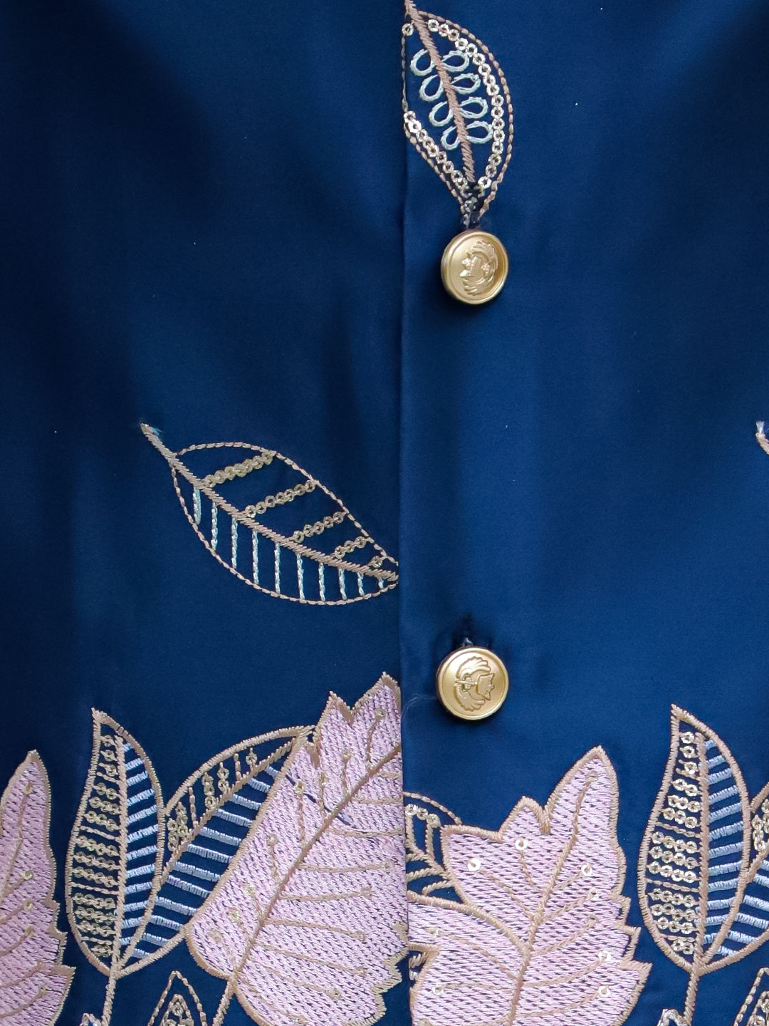 Kid One Poly Silk Embroidered Nawab Sherwani Dhoti Set For Boys Navy Blue