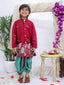 Kid One Poly Silk Embroidered Nawab Sherwani Dhoti Set For Boys Maroon
