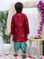 Kid One Poly Silk Embroidered Nawab Sherwani Dhoti Set For Boys Maroon