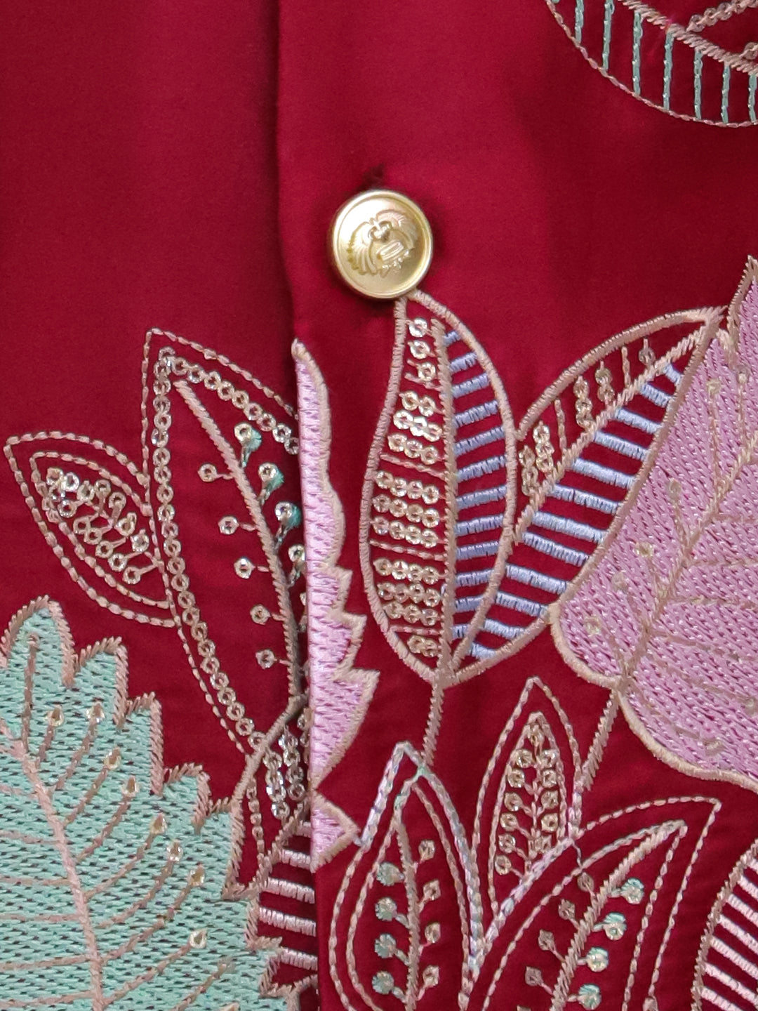Kid One Poly Silk Embroidered Nawab Sherwani Dhoti Set For Boys Maroon