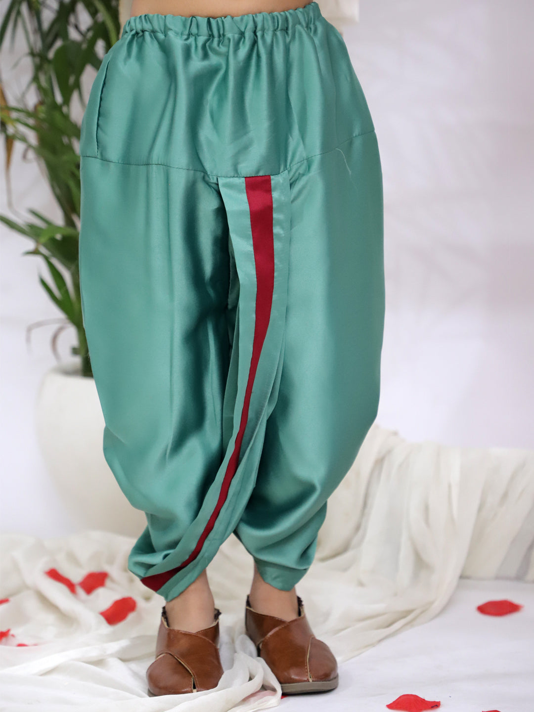 Kid One Poly Silk Embroidered Nawab Sherwani Dhoti Set For Boys Maroon