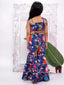 Kid One Sleeveless Floral Print Crop Top With Sharara Set For Girls Blue
