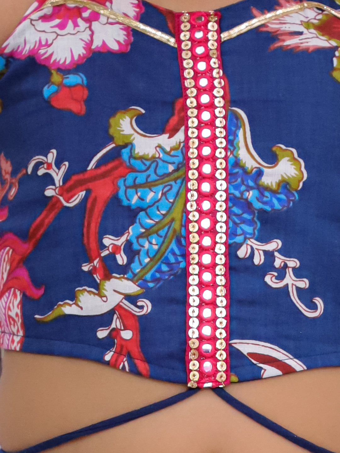 Kid One Sleeveless Floral Print Crop Top With Sharara Set For Girls Blue