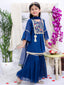 Kid One Ruhani Embroidered Kurti Sharara With Dupatta For Girls Blue