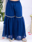Kid One Ruhani Embroidered Kurti Sharara With Dupatta For Girls Blue