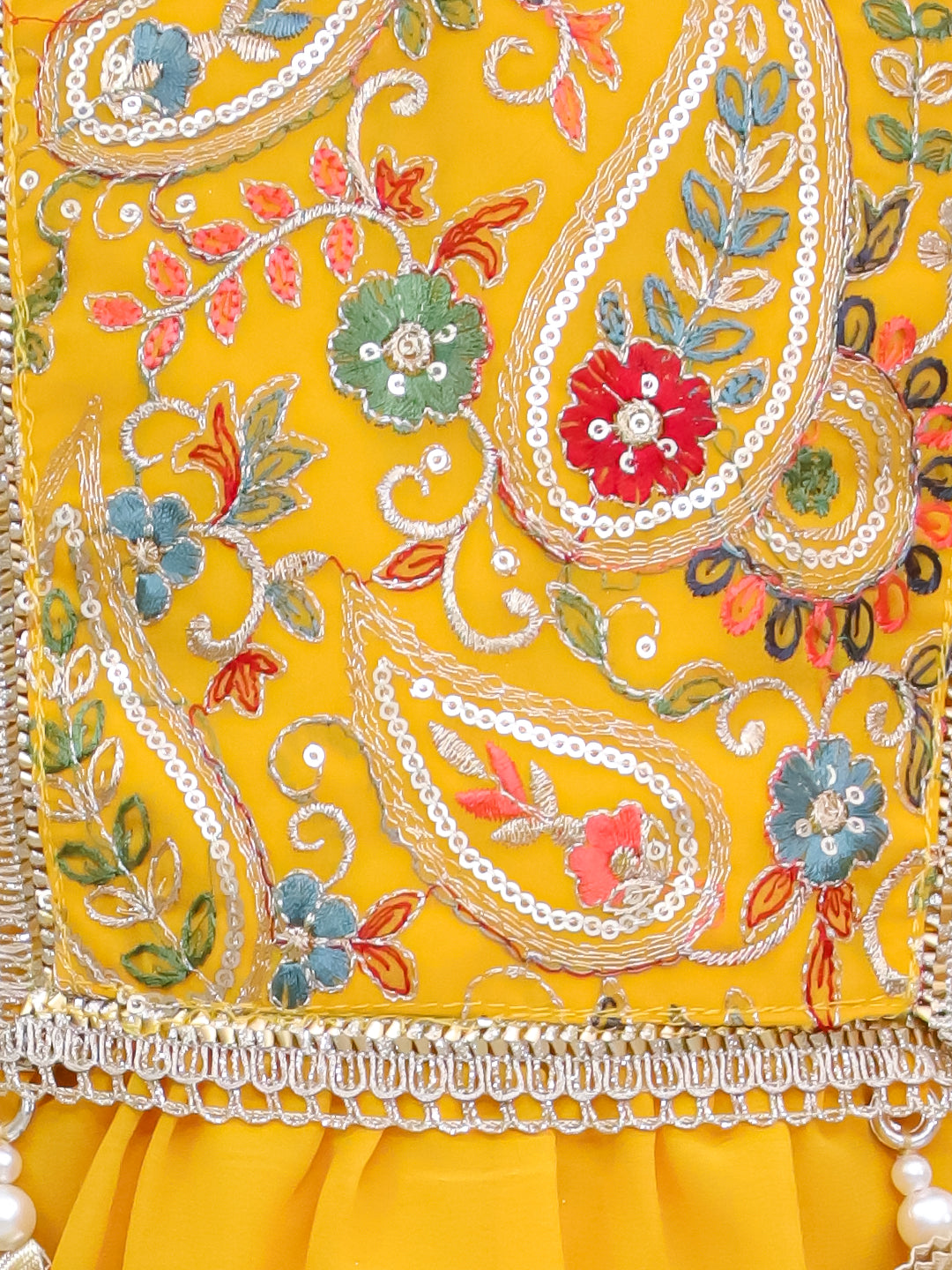 Kid One Ruhani Embroidered Kurti Sharara With Dupatta For Girls Yellow