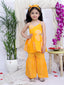 Kid One Sleeveless Printed Cotton Kurta Sharara With Headband Set For Girls Orange