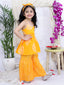 Kid One Sleeveless Printed Cotton Kurta Sharara With Headband Set For Girls Orange