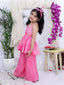 Kid One Sleeveless Printed Cotton Kurta Sharara With Headband Set For Girls Pink