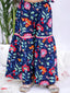 Kid One Backless Printed Kurti Sharara With Dupatta Set For Girls Navy