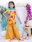 Kid One Backless Printed Kurti Sharara With Dupatta Set For Girls Yellow