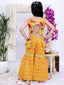 Kid One Backless Printed Kurti Sharara With Dupatta Set For Girls Yellow