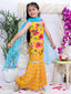 Kid One Backless Printed Kurti Sharara With Dupatta Set For Girls Yellow