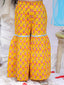 Kid One Backless Printed Kurti Sharara With Dupatta Set For Girls Yellow