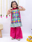 Kid One Sitara Printed Kurti Sharara With Dupatta Set For Girls Pink