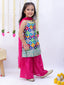 Kid One Sitara Printed Kurti Sharara With Dupatta Set For Girls Pink