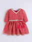 Kid One Woven Full Sleeves Flared Kurti Sharara With Dupatta Set For Girls Peach