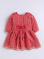 Kid One Woven Full Sleeves Flared Kurti Sharara With Dupatta Set For Girls Peach