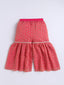Kid One Woven Full Sleeves Flared Kurti Sharara With Dupatta Set For Girls Peach