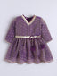 Kid One Woven Full Sleeves Flared Kurti Sharara With Dupatta Set For Girls Purple