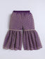 Kid One Woven Full Sleeves Flared Kurti Sharara With Dupatta Set For Girls Purple