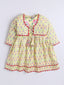 Kid One Floral Full Sleeves Cotton Kurti Sharara With Dupatta Set For Girls Lemon Yellow