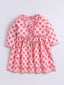 Kid One Floral Full Sleeves Cotton Kurti Sharara With Dupatta Set For Girls Pink