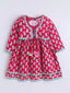 Kid One Floral Full Sleeves Cotton Kurti Sharara With Dupatta Set For Girls Rani Pink