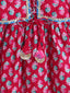 Kid One Floral Full Sleeves Cotton Kurti Sharara With Dupatta Set For Girls Rani Pink