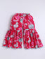 Kid One Floral Full Sleeves Cotton Kurti Sharara With Dupatta Set For Girls Rani Pink