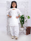 Kid One Chikankari Work Kurti Salwar With Dupatta Set For Girls White