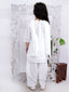 Kid One Chikankari Work Kurti Salwar With Dupatta Set For Girls White