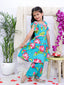 Kid One Floral Peplum Top With Afgani Salwar Set For Girls Turquoise
