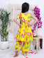 Kid One Floral Peplum Top With Afgani Salwar Set For Girls Yellow