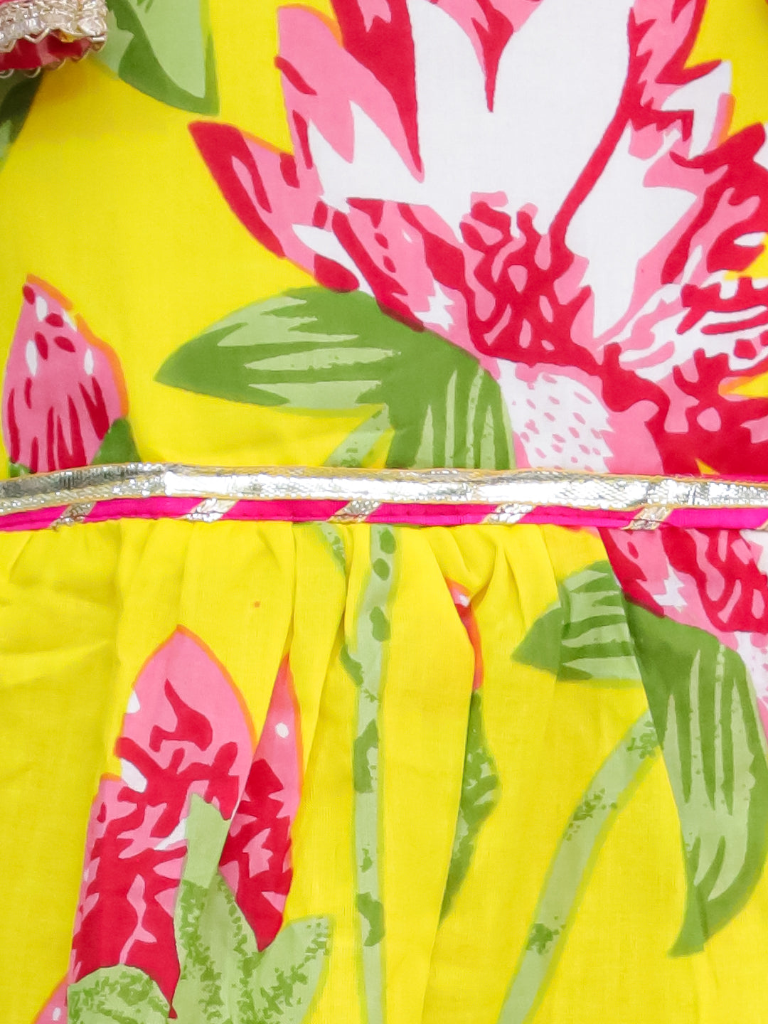 Kid One Floral Peplum Top With Afgani Salwar Set For Girls Yellow