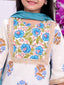 Kid One Phool Bahar Pure Cotton Printed Kurti Salwar With Dupatta For Girls Blue