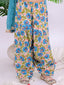Kid One Phool Bahar Pure Cotton Printed Kurti Salwar With Dupatta For Girls Blue