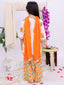 Kid One Phool Bahar Pure Cotton Printed Kurti Salwar With Dupatta For Girls Orange