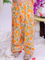 Kid One Phool Bahar Pure Cotton Printed Kurti Salwar With Dupatta For Girls Orange