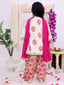 Kid One Floral Printed Kurti Salwar And Dupatta Set With Printed Kurta Pyjama And Jacket Set - Pink