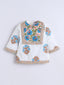 Kid One Infants Phool Bahar Pure Cotton Printed Kurti Salwar With Dupatta For Girls Blue