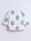 Kid One Infants Phool Bahar Pure Cotton Printed Kurti Salwar With Dupatta For Girls Blue