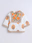Kid One Infants Phool Bahar Pure Cotton Printed Kurti Salwar With Dupatta For Girls Orange
