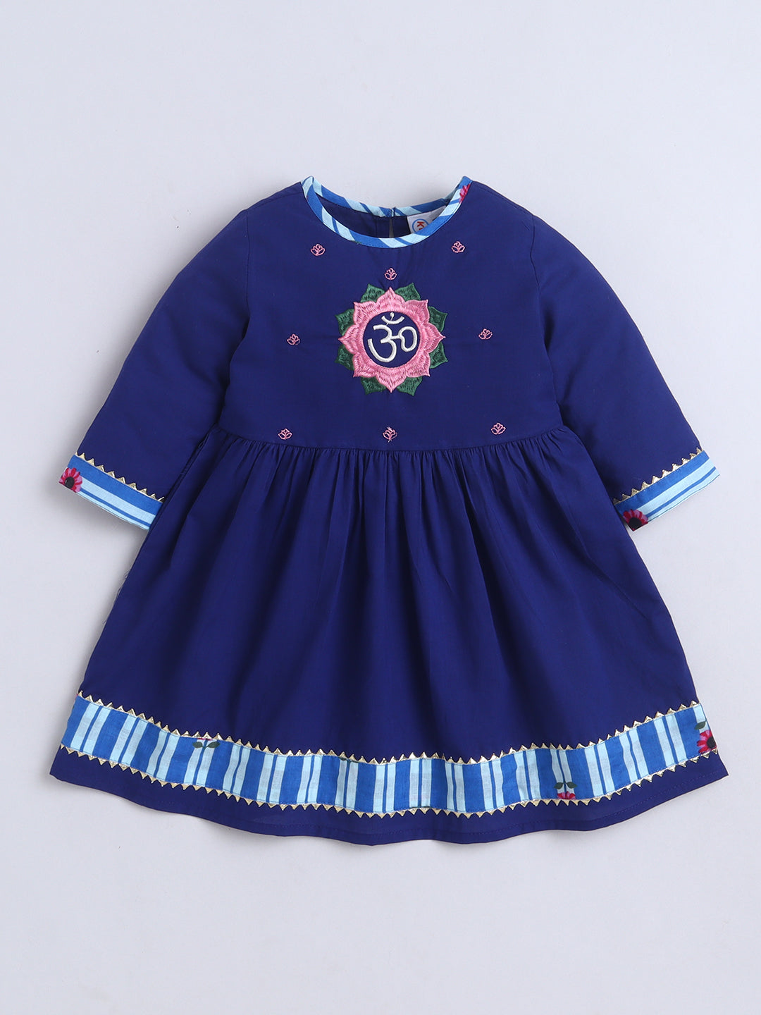 Kid One Infants Om Embroidered Kurti With Salwar Set For Girls Blue