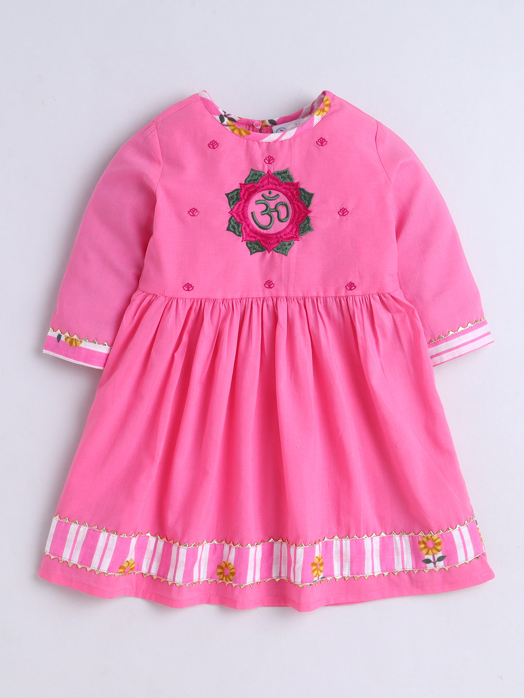 Kid One Infants Om Embroidered Kurti With Salwar Set For Girls Pink