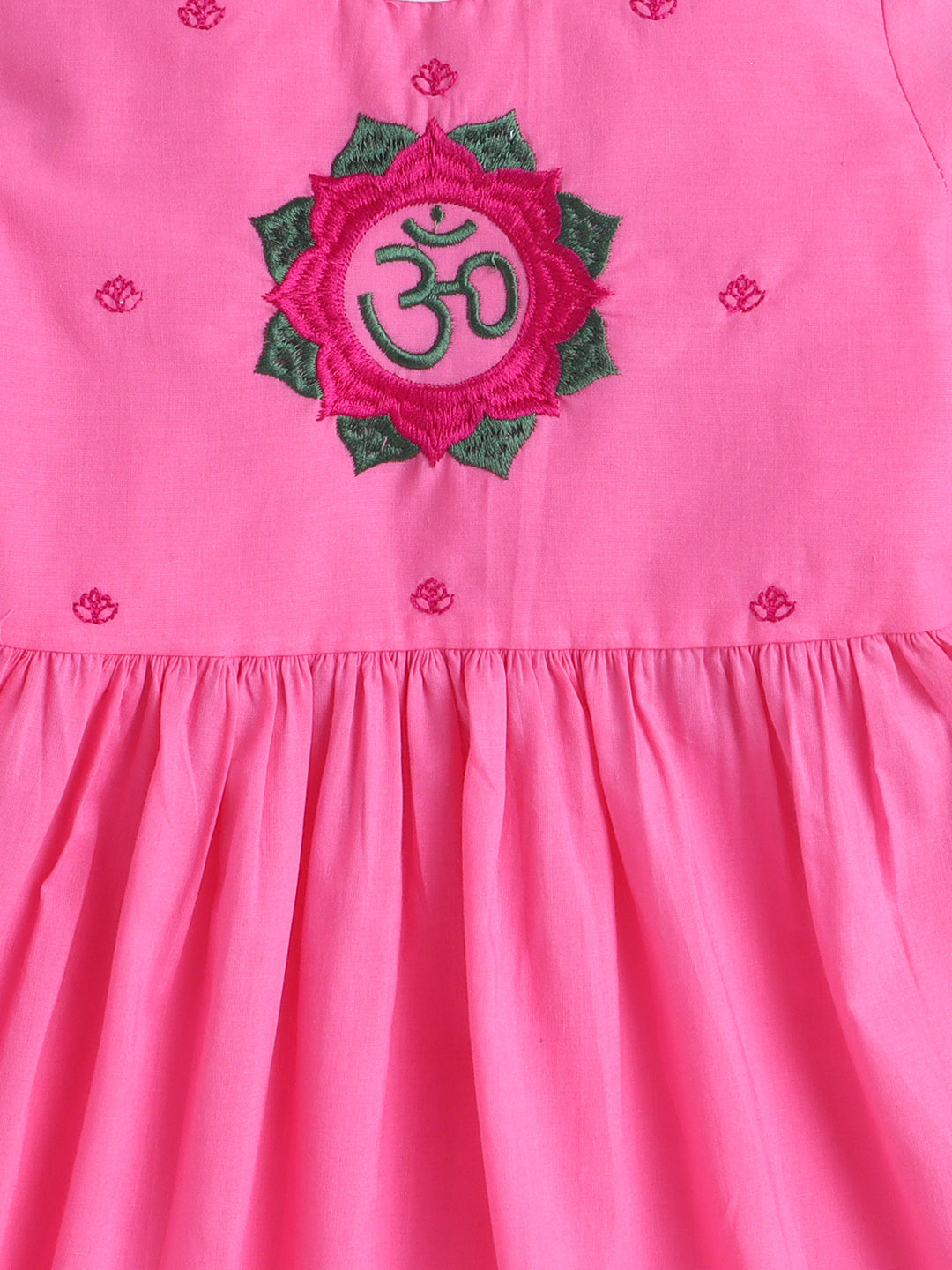 Kid One Infants Om Embroidered Kurti With Salwar Set For Girls Pink