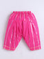 Kid One Stripes Full Sleeves Cotton Kurti Salwar With Dupatta Set For Girls Pink