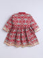 Kid One Ikkat Print Cotton Kurti With Salwar Set Red