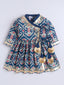 Kid One Infants Ikkat Print Cotton Kurti With Salwar Set Blue